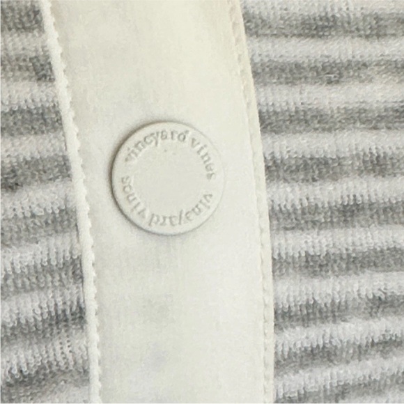 Vineyard Vines Terry Cloth Shep Shirt Striped Gray Pullover Snap Buttons Size M - Picture 6 of 15